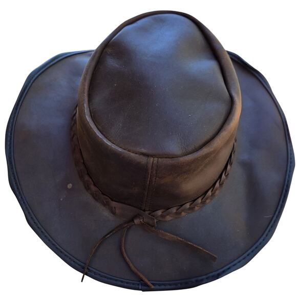 Anthro Style Leather Cowboy Hat ? Distressed Western Ranch Chic Boho Festival main image 10